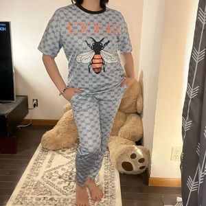 Replica Grey Bee Print Women's Lounge Set